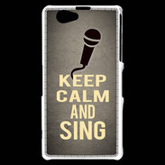 Coque Sony Xperia Z1 Compact Keep Calm and Sing Gris