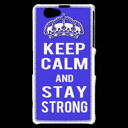 Coque Sony Xperia Z1 Compact Keep Calm and Stay strong Bleu