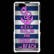 Coque Sony Xperia Z1 Compact Keep Calm and Think Beach Bleu