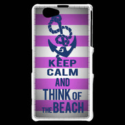 Coque Sony Xperia Z1 Compact Keep Calm and Think Beach Rose