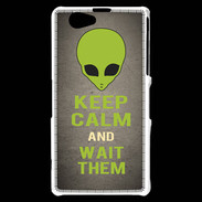 Coque Sony Xperia Z1 Compact Keep Calm and Wait Alien Gris