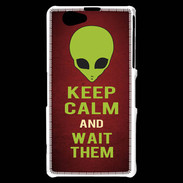 Coque Sony Xperia Z1 Compact Keep Calm and Wait Alien Rouge