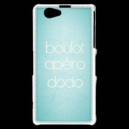 Coque Sony Xperia Z1 Compact Boulot Apéro Dodo Turquoise ZG