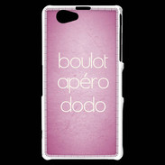 Coque Sony Xperia Z1 Compact Boulot Apéro Dodo Rose ZG