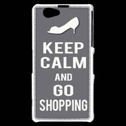 Coque Sony Xperia Z1 Compact Keep Calm Go Shopping Gris