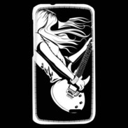 Coque HTC Desire 310 Musicienne guitare électrique en noir et blanc