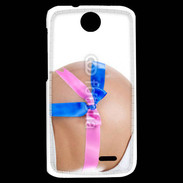 Coque HTC Desire 310 Femme enceinte avec ruban bleu et rose