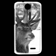 Coque HTC Desire 310 Tête de Cerf en noir et blanc