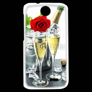 Coque HTC Desire 310 Champagne et rose rouge