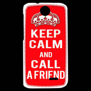 Coque HTC Desire 310 Keep Calm Call friend Rouge