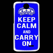 Coque HTC Desire 310 Keep Calm Carry on Bleu