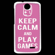 Coque HTC Desire 310 Keep Calm Play games Rose
