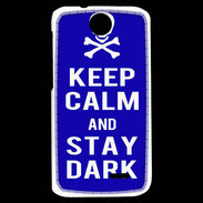 Coque HTC Desire 310 Keep Calm Stay dark Bleu