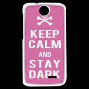 Coque HTC Desire 310 Keep Calm Stay dark Rose