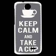 Coque HTC Desire 310 Keep Calm Take a cup Gris