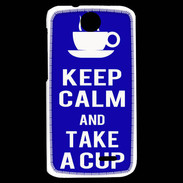Coque HTC Desire 310 Keep Calm Take a cup Bleu
