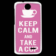 Coque HTC Desire 310 Keep Calm Take a cup Rose