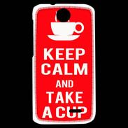 Coque HTC Desire 310 Keep Calm Take a cup Rouge