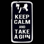 Coque HTC Desire 310 Keep Calm Take a gun Noir