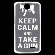 Coque HTC Desire 310 Keep Calm Take a gun Gris