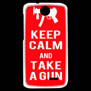 Coque HTC Desire 310 Keep Calm Take a gun Rouge