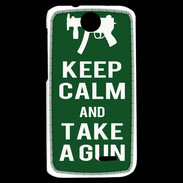 Coque HTC Desire 310 Keep Calm Take a gun Vert