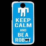 Coque HTC Desire 310 Keep Calm Be a Robot Cyan