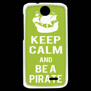 Coque HTC Desire 310 Keep Calm Be a Pirate Vert pomme
