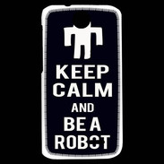 Coque HTC Desire 310 Keep Calm Be a Robot Noir