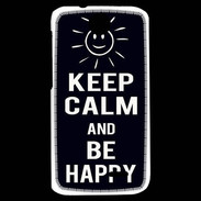 Coque HTC Desire 310 Keep Calm Be Happy Noir