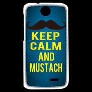Coque HTC Desire 310 Keep Calm and Mustach Bleu