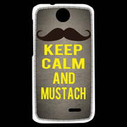 Coque HTC Desire 310 Keep Calm and Mustach Gris