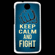 Coque HTC Desire 310 Keep Calm and Fight Bleu