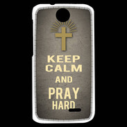 Coque HTC Desire 310 Keep Calm and Pray Christian Gris