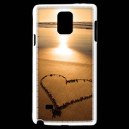 Coque Samsung Galaxy Note 4 Coeur sur la plage avec couché de soleil