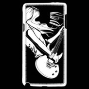 Coque Samsung Galaxy Note 4 Musicienne guitare électrique en noir et blanc