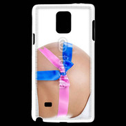 Coque Samsung Galaxy Note 4 Femme enceinte avec ruban bleu et rose