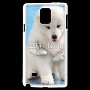 Coque Samsung Galaxy Note 4 Chien blanc et paire de chaussons