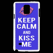 Coque Samsung Galaxy Note 4 Keep Calm Kiss me Bleu