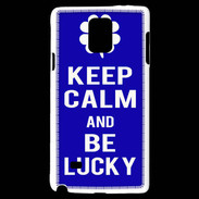 Coque Samsung Galaxy Note 4 Keep Calm Be lucky Bleu
