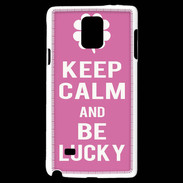Coque Samsung Galaxy Note 4 Keep Calm Be Lucky Rose