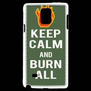 Coque Samsung Galaxy Note 4 Keep Calm Burn Kaki