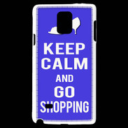 Coque Samsung Galaxy Note 4 Keep Calm Go Shopping Bleu