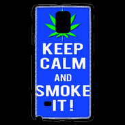 Coque Samsung Galaxy Note 4 Keep Calm Smoke it Bleu