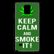 Coque Samsung Galaxy Note 4 Keep Calm Smoke it Kaki
