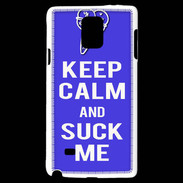 Coque Samsung Galaxy Note 4 Keep Calm Suck me Bleu