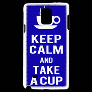 Coque Samsung Galaxy Note 4 Keep Calm Take a cup Bleu