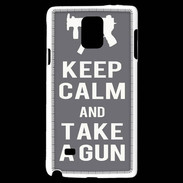 Coque Samsung Galaxy Note 4 Keep Calm Take a gun Gris