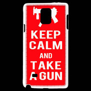 Coque Samsung Galaxy Note 4 Keep Calm Take a gun Rouge