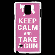 Coque Samsung Galaxy Note 4 Keep Calm Take a gun Rose